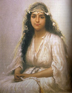 Portrait of a young lady in white